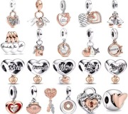 Charms Dzień Mamy, srebrny, różne wzory, do bransoletki modułowej 
