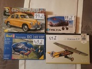 Zestaw modeli do sklejania w skali 1:72 samoloty i samochód kompletny