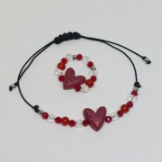 Zestaw bransoletka i pierścionek z sercem ręcznie robione 