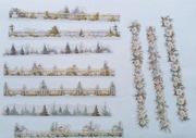 naklejki 20 szt podłużne las płotek kwiaty zima scrapbooking