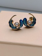 Emaliowane kolczyki sztyfty vintage retro 