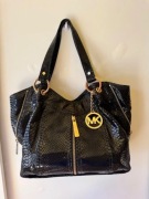 Michael Kors Moxley Black Embossed Python Leather Bag
