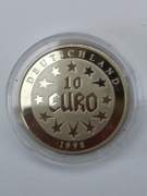 Niemcy 10 euro 1988r.Mapa Europy nowe srebro certyfikat
