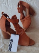 (41) Answear/ Leather, skórzane sandałki ażurowe, Botki letnie, NOWE 