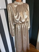 Sukienka włoska, złota, Cristina Collection, długa
