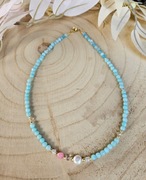 Naszyjnik Choker z Kamieni Naturalnych Agat Jadeit Kwarc Perła Kryształ 