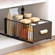 Teleskopowa szuflada kuchenna bez wiercenia czarna 40x30x17cm