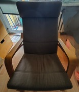 Fotel Poang  z siedziskiem kolor khaki ciemny beż 