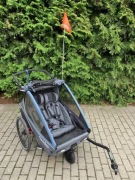 Jak nowa! Przyczepka rowerowa Qeridoo Kidgoo 2 Navy Blue + Gerda gratis