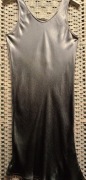 204. Sukienka C & A -mini ze srebrnej satyny,że skosu ,rozm.M
