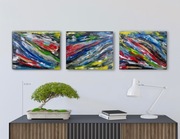 Obraz tryptyk na płótnie ręcznie malowany "W wirze