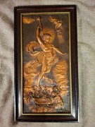 Prometeusz Metaloplastyka PRL w ramie blacha miedziana Tanio