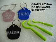 Adresówka dla psa łapa grawerowany znaczek identyfikator z numerem telefonu