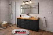exclusive ŁAZIENKA KOMODA Londyn Czarny MAT Blat Dąb Producent BEKAS 