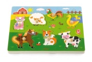 Drewniane Puzzle dźwiękowe Farma Viga Toys