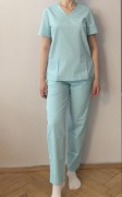 Miętowe Scrubs Medyczne Komplet Bluza + Spodnie Bawełna Rozmiar S