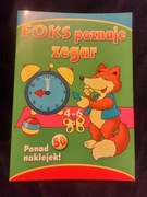 Foks poznaje zegar kolorowanka naklejki