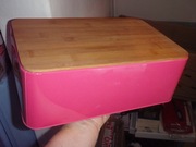 Chlebak NOWY metalowy z bambusową deską do krojenia