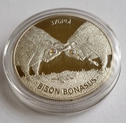 Białoruś 10 rubli, 2012 Żubry - kopia srebrnej monety okolicznościowej