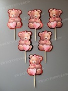 Zestaw 6 pikerów tort-babeczki-muffiny. Miś 62