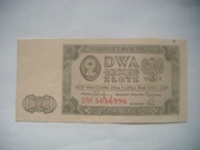 POLSKA BANKNOT  2 zł 1948 r. seria BW