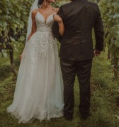 Suknia ślubna biała cyrkonie (S,XS)