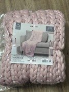 Gruby Koc Pleciony różowy blanket plaid 120-150 home deco factory