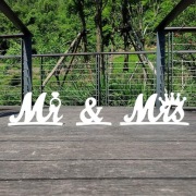 Mr & Mrs Biała Dekoracja stołu Pary Młodej lub sali