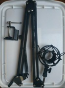 Statyw mikrofonowy z koszykiem, uchwyt, ramię, studyjny