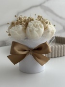 Bukiet ze świec sojowych PEONIA - mini box, upominek, Dzień Kobiet