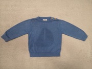 Niebieski elegancki zapinany żeglarski sweter Kite 86 w statek jak nowy