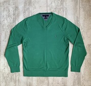Sweter Męski Bawełniany Zielony Tommy Hilfiger Klasyczny Preppy r. L