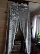 NOWE! Wieczorowe spodnie z weluru, srebrne, Sylwester, Święta, r. 48/50