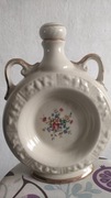 Stary dzbanek ceramiczny ozdobny z uchwytami i kwiatowym wzorem – vintage,