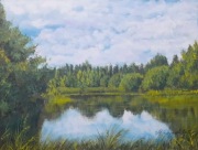OBRAZ RĘCZNIE MALOWANY - "W ODBICIU NIEBA" 30x40cm