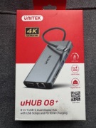 Unitek Hub USB-C 8w1 PD 100W 4K HDMI RJ45 USB SD VGA stacja dokująca