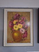 Stary obraz olejny malowany na desce Vintage 