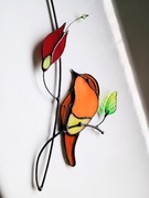 Witrażyk zawieszka rękodzieło prezent hadmade Rudzik 