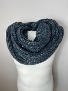 Ciepły granatowy i srebrny komin 33x 90 cm