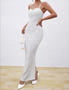 Elegancka sukienka długa biała ślub cywilny XS S