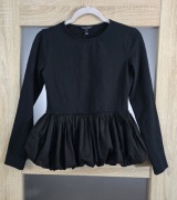 River Island czarna bluzka top baskinka rozmiar 36 UK 10 S dlugi rękaw