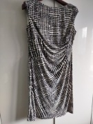 Biała w czarny wzór sukienka z  ołówkowa Lauren Ralph Lauren XL 42 