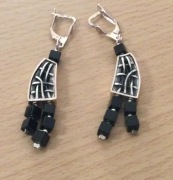 Kolczyki srebrne pr. 925 damskie, kamień granatu