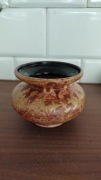 Mały wazon ceramiczny 9 cm dekoracyjny szkliwiony retro brąz złoty