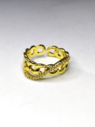 Złoty łańcuszkowy pierścionek regulowany ze stali chirurgicznej