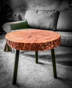 Stolik kawowy z plastra drewna | Blat jesion | Naturalna krawędź