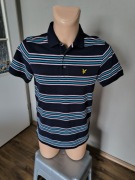 Lyle & Scott koszulka polo męska S w paski granatowa turkus róż 
