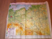Mapa fizyczna Polski duża Polska 1976 1cm - 20km PRL Vintage 50 x 44cm