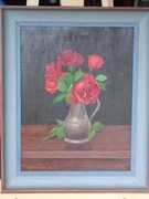 Obraz Akwarela na Płycie , Sygnowany , Kwiaty .