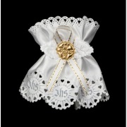 Profitka ATŁAS KOKARDA stroik na ŚWIECĘ ozdoba GROMNICA i ŚWIECA DO CHRZTU